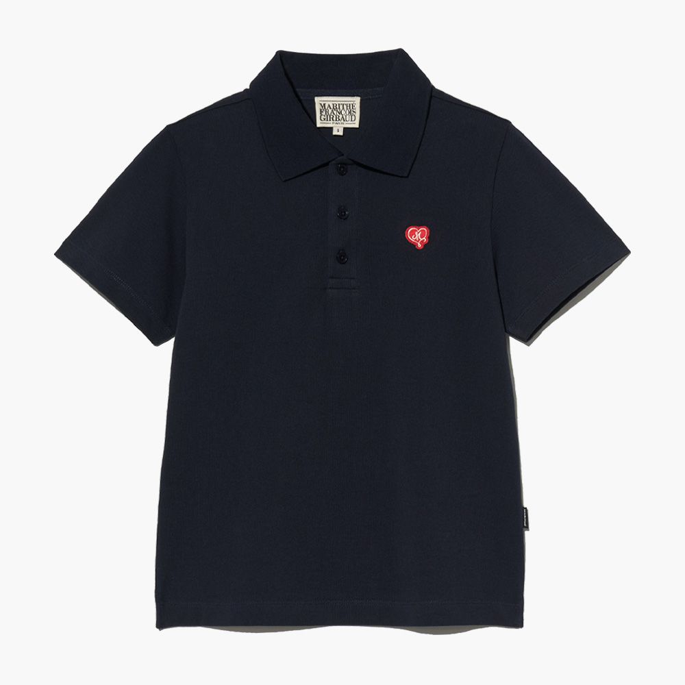 MARITHÉ FRANÇOIS GIRBAUD/ W HEART WAPPEN COLLAR PK TEE 女款 愛心繡標POLO領短袖上衣 深藍navy/ S