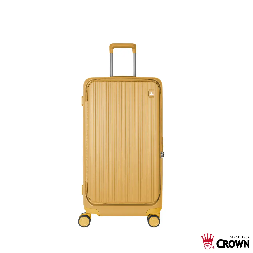 【CROWN】BOXY 26吋 前開式防盜拉鍊/ 鋁框胖胖箱/ 黃色