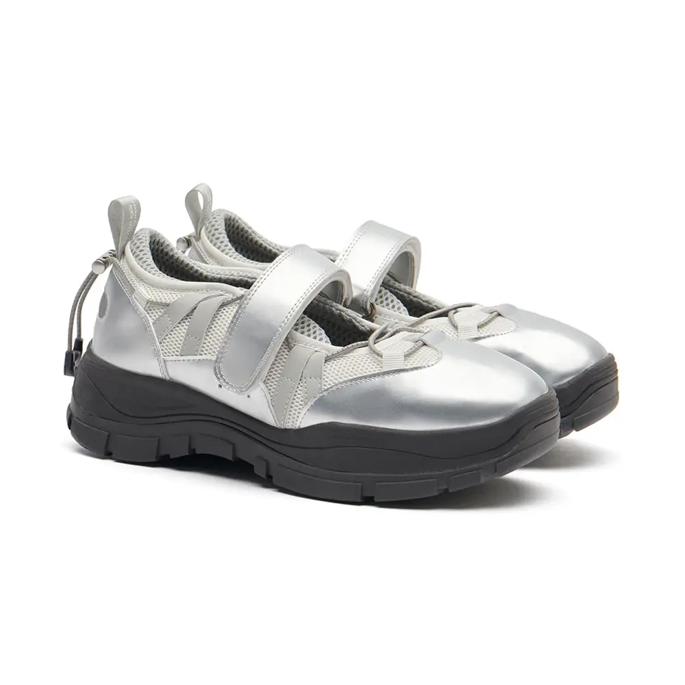 韓國 ROCKFISH BRYN VELCRO SNEAKERS(MESH) V2 女款 魔鬼氈厚底瑪莉珍鞋 四色/ 銀色SILVER/ 24 cm