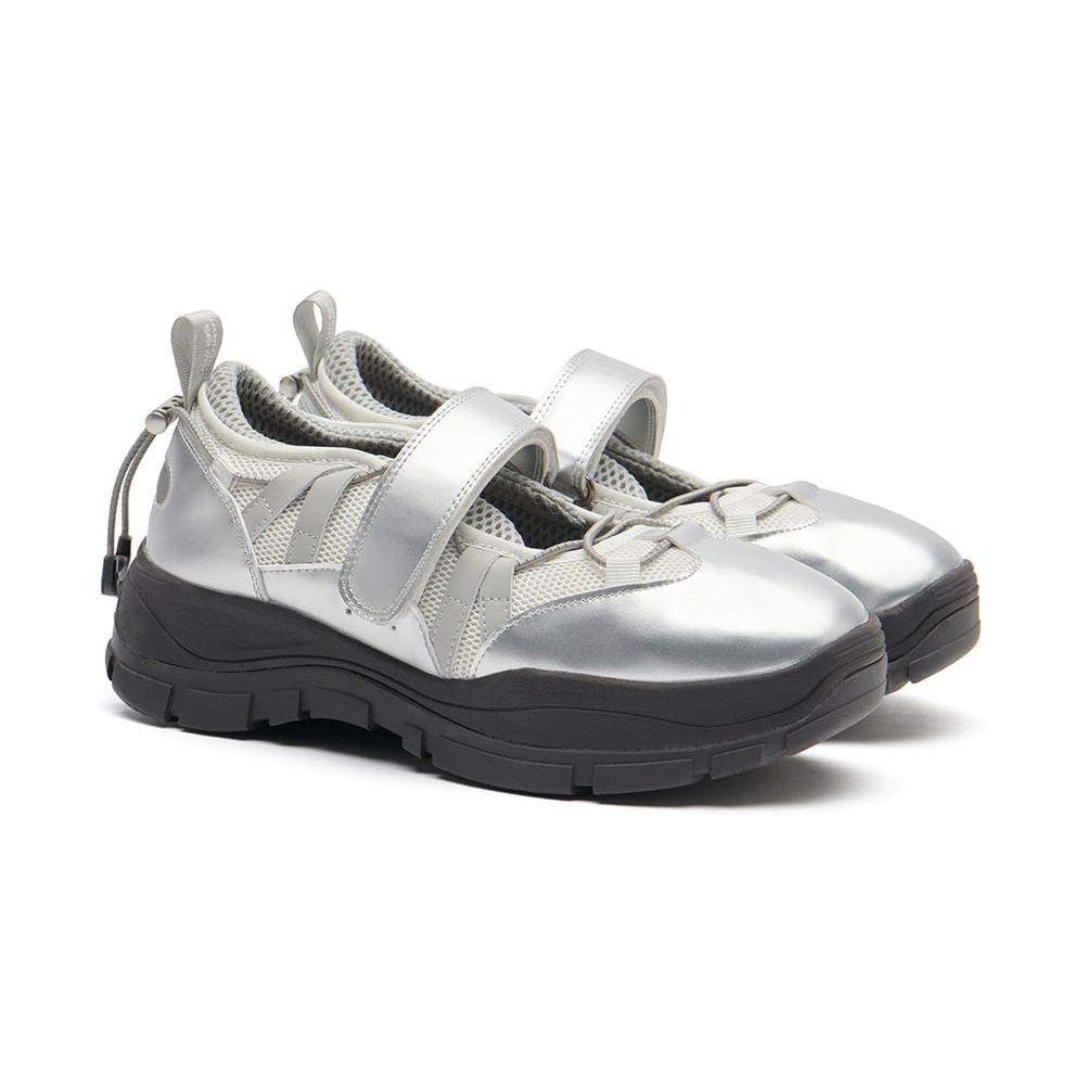 韓國 ROCKFISH BRYN VELCRO SNEAKERS(MESH) V2 女款 魔鬼氈厚底瑪莉珍鞋 四色/ 銀色SILVER/ 25 cm