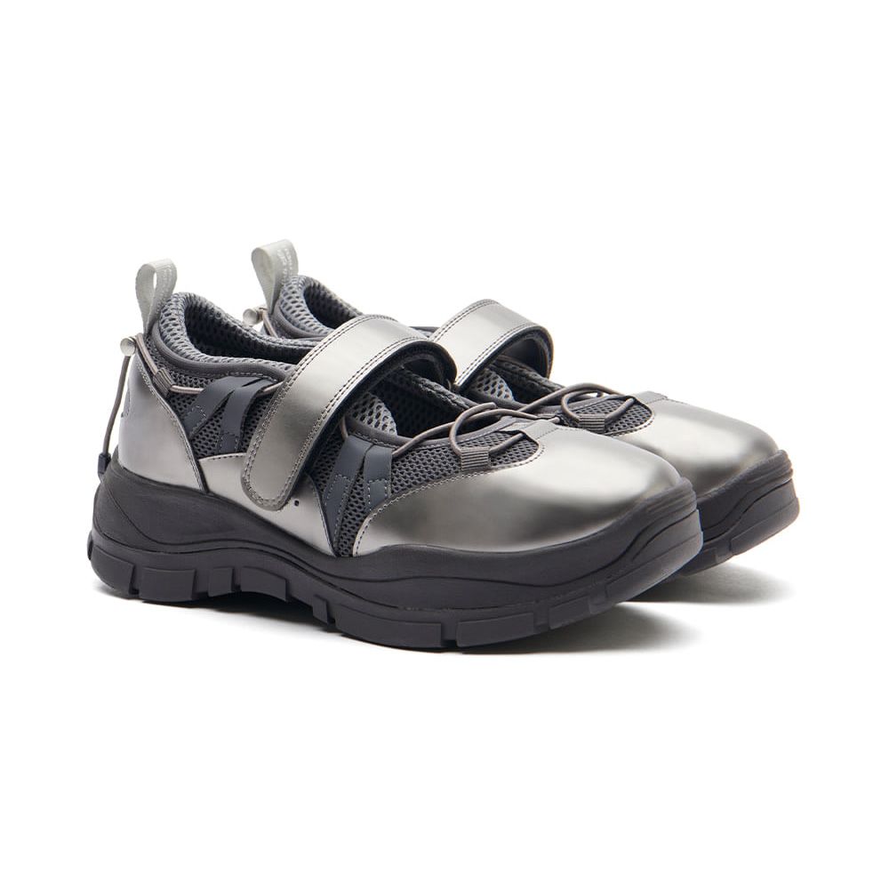 韓國 ROCKFISH BRYN VELCRO SNEAKERS(MESH) V2 女款 魔鬼氈厚底瑪莉珍鞋 四色/ 深銀色DARK SILVER/ 25 cm