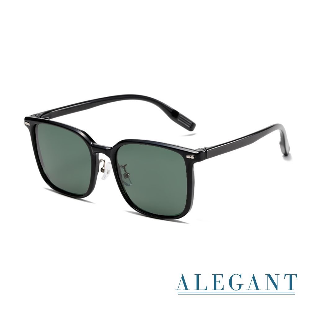 ALEGANT經典百搭TR90方框寶麗來偏光墨鏡/UV400太陽眼鏡/ 曜玉綠