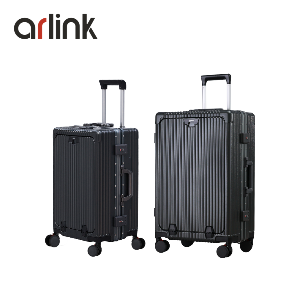 arlink Carry系列 多功能前開獨立款 鋁框純PC 20+24吋組合行李箱 煞車輪/ 鋰石灰