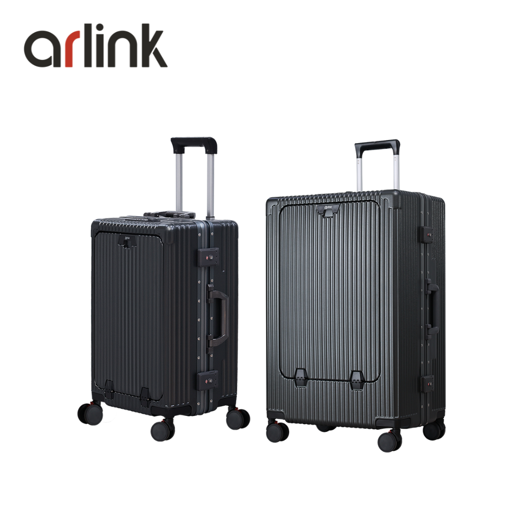 arlink Carry系列 多功能前開獨立款 鋁框純PC 20+28吋組合行李箱 煞車輪/ 鋰石灰