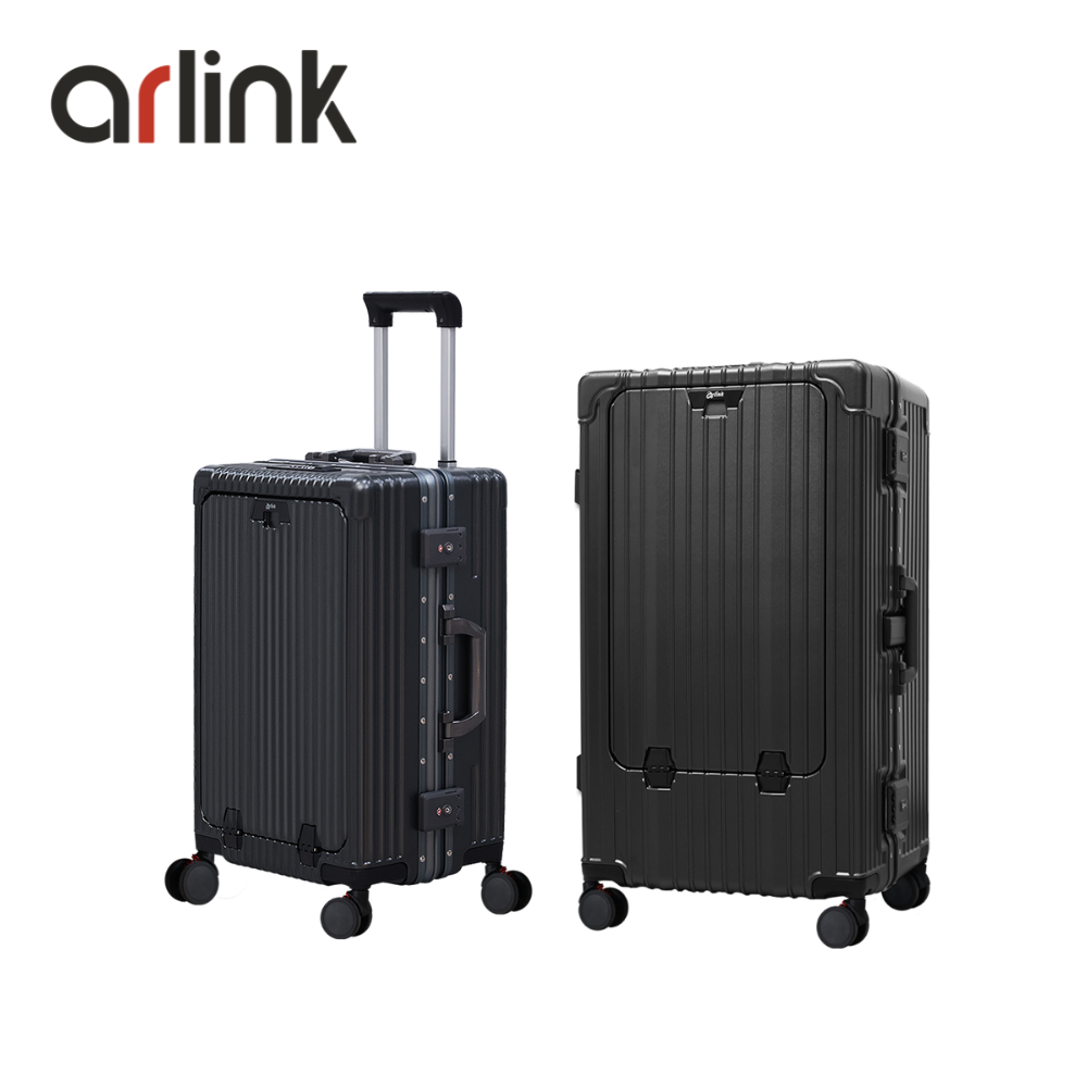 arlink Carry系列 多功能前開獨立款 鋁框純PC 20+30吋組合行李箱 煞車輪/ 鋰石灰