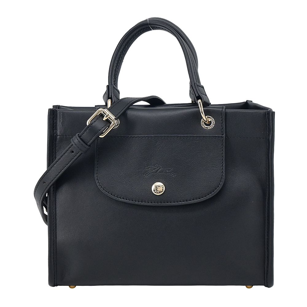 LONGCHAMP CABAS LONGCHAMP系列梅蒂斯羊皮手提/斜背兩用包(小/黑)/平行輸入