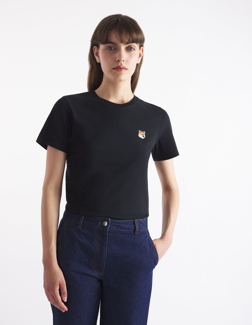 MAISON KITSUNÉ 極致黑狐狸頭LOGO經典短TEE/女裝/ XS