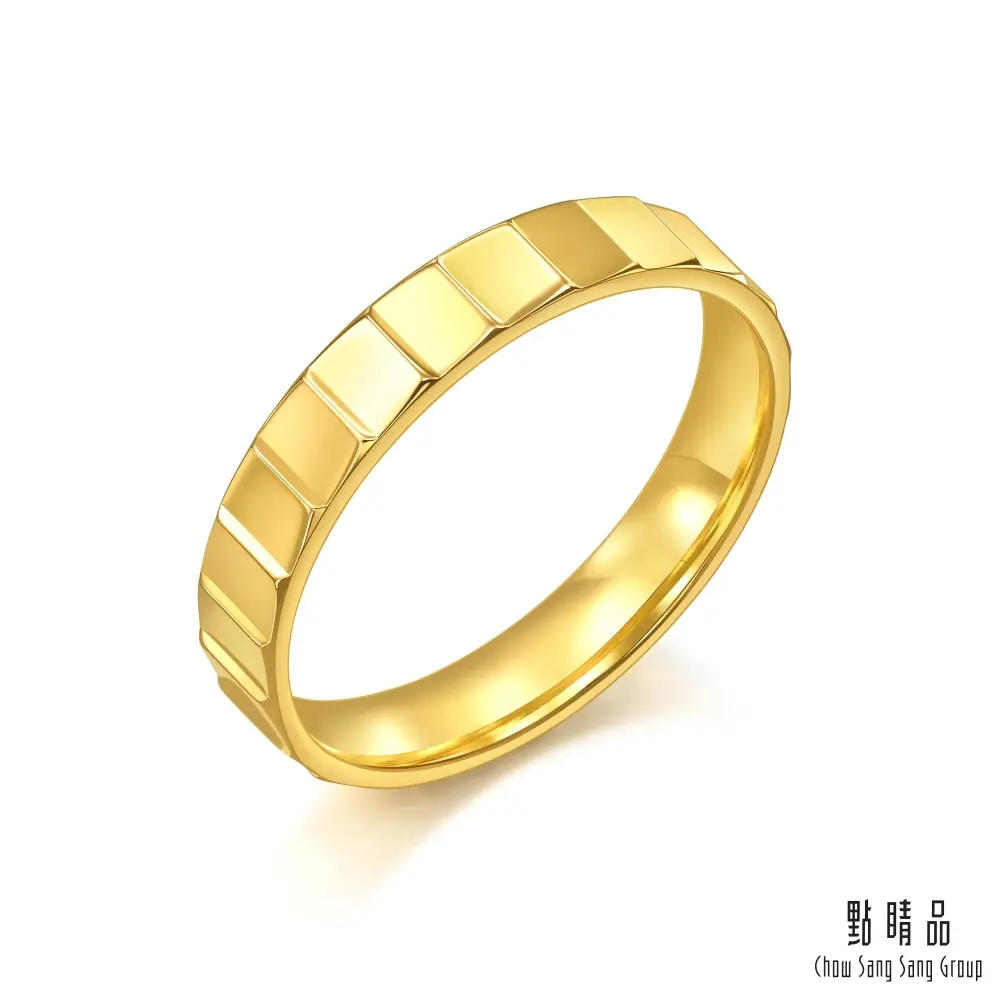 點睛品 炫亮幾何 黃金戒指_計價黃金 (港圍15)
