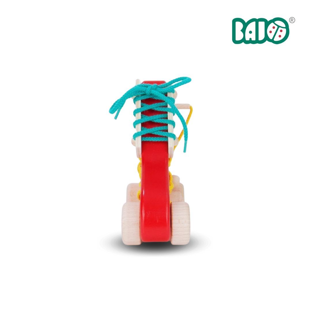 BAJO早教系列/ 積木交通工具/ 蒙特梭利穿線板/ 原木