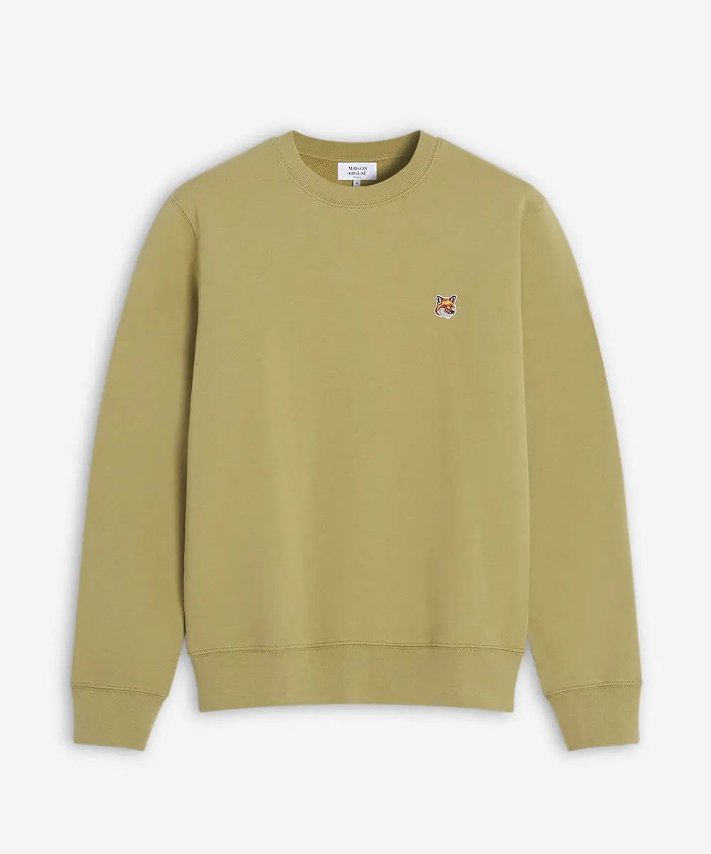 MAISON KITSUNÉ 牧草綠狐狸頭LOGO經典刷毛衛衣/男裝/ M