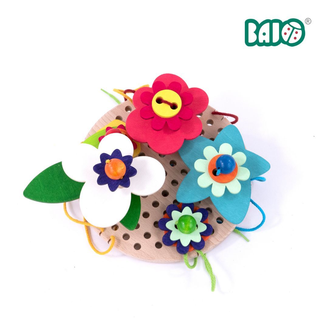 BAJO早教系列/ 繽紛小花園/ 蒙特梭利穿線板