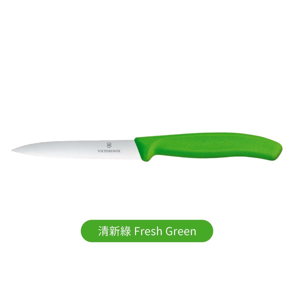 VICTORINOX 瑞士維氏 尖頭水果刀(鋸齒)-綠(無刀套)
