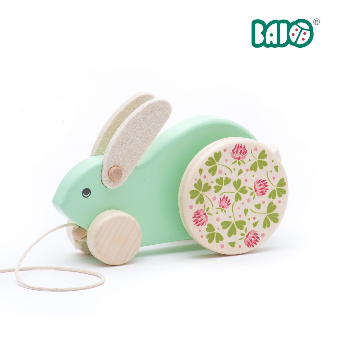 BAJO動物系列/ 大跳跳兔拉繩玩具/ 綠色