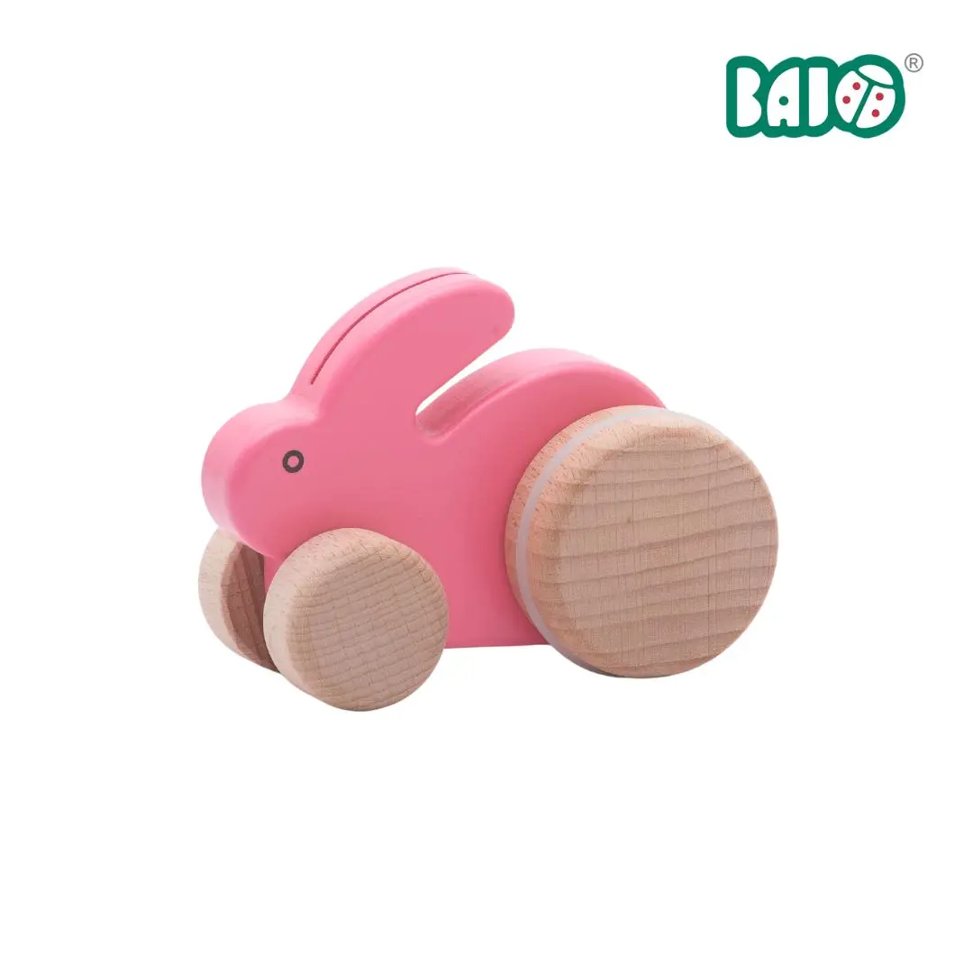 BAJO動物系列/ 小跳跳兔拉繩玩具/ 粉紅色