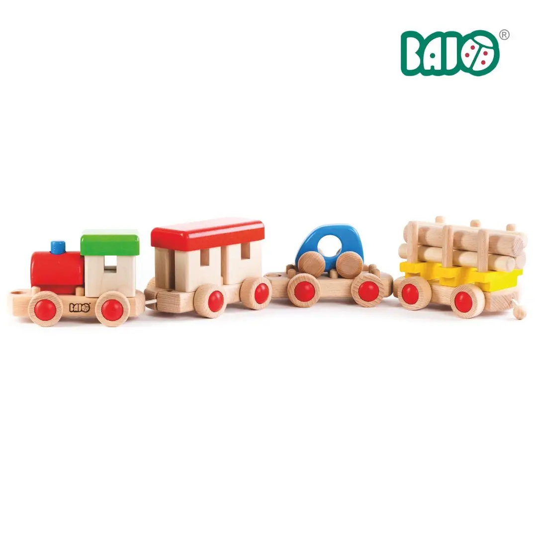 BAJO交通工具系列/ 建構小火車推拉啟蒙木玩
