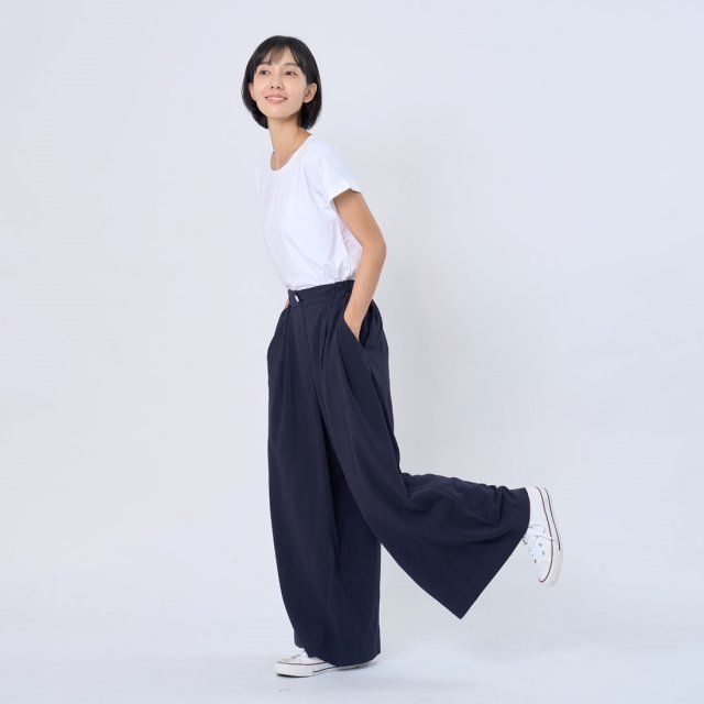 好我 so that's me Ken棉麻後腰鬆緊打摺寬褲/ 丈藍 FREE SIZE