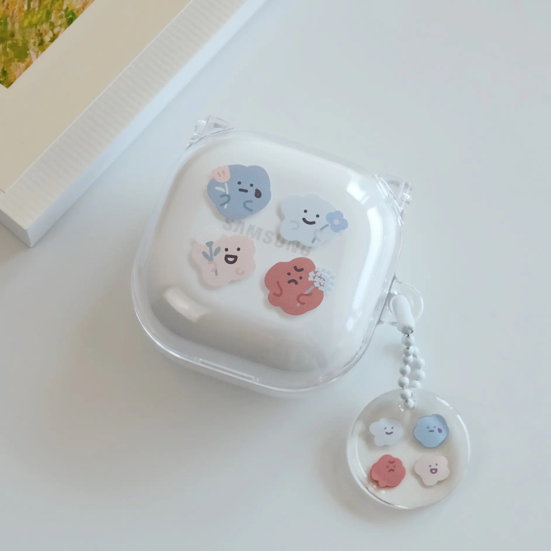 方坊 連體透明耳機保護套/ 小花喜怒哀樂/ Galaxy Buds 2/live/Pro/FE