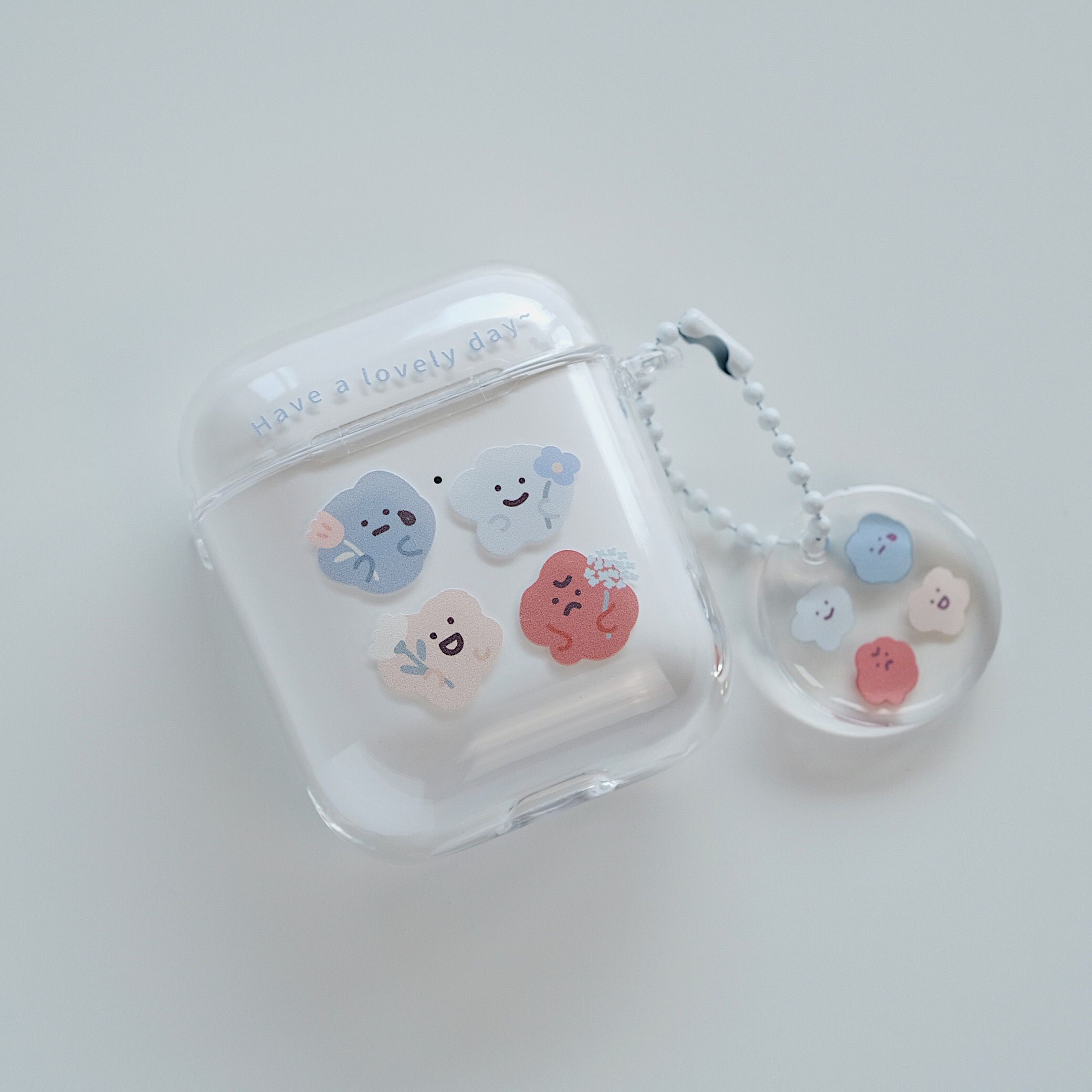 方坊 連體透明耳機保護套/ 小花喜怒哀樂/ AirPods 1/2