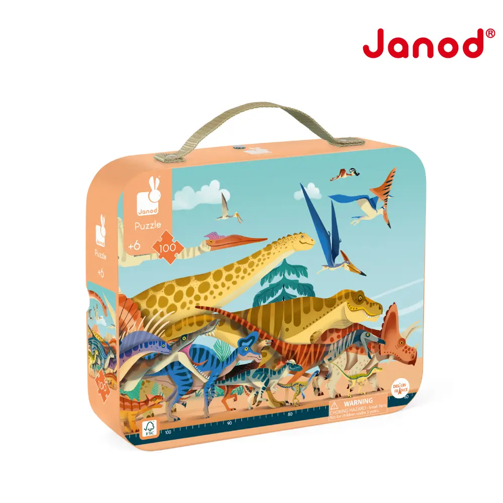Janod厚片拼圖/ 恐龍時代/ 100pcs