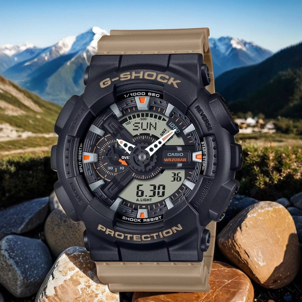 CASIO 卡西歐 G-SHOCK 卡其色系雙顯手錶 GA-110TU-1A5