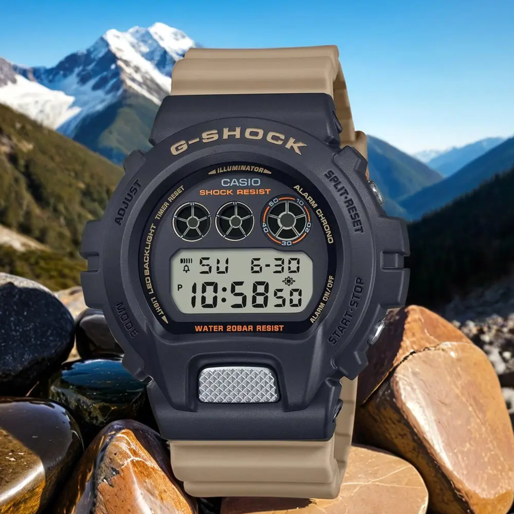 CASIO 卡西歐 G-SHOCK 卡其色系數位手錶 DW-6900TU-1A5