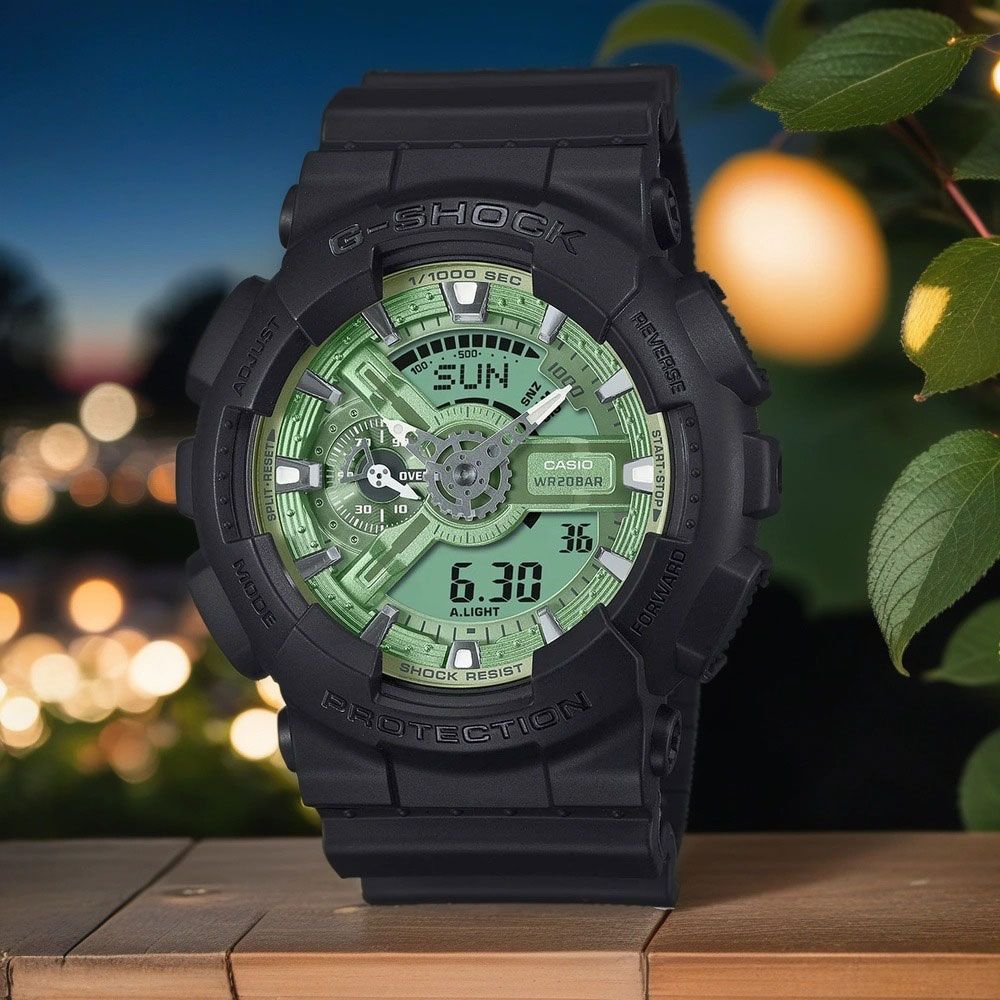 CASIO 卡西歐 G-SHOCK 鼠尾草綠色 雙顯運動手錶 GA-110CD-1A3