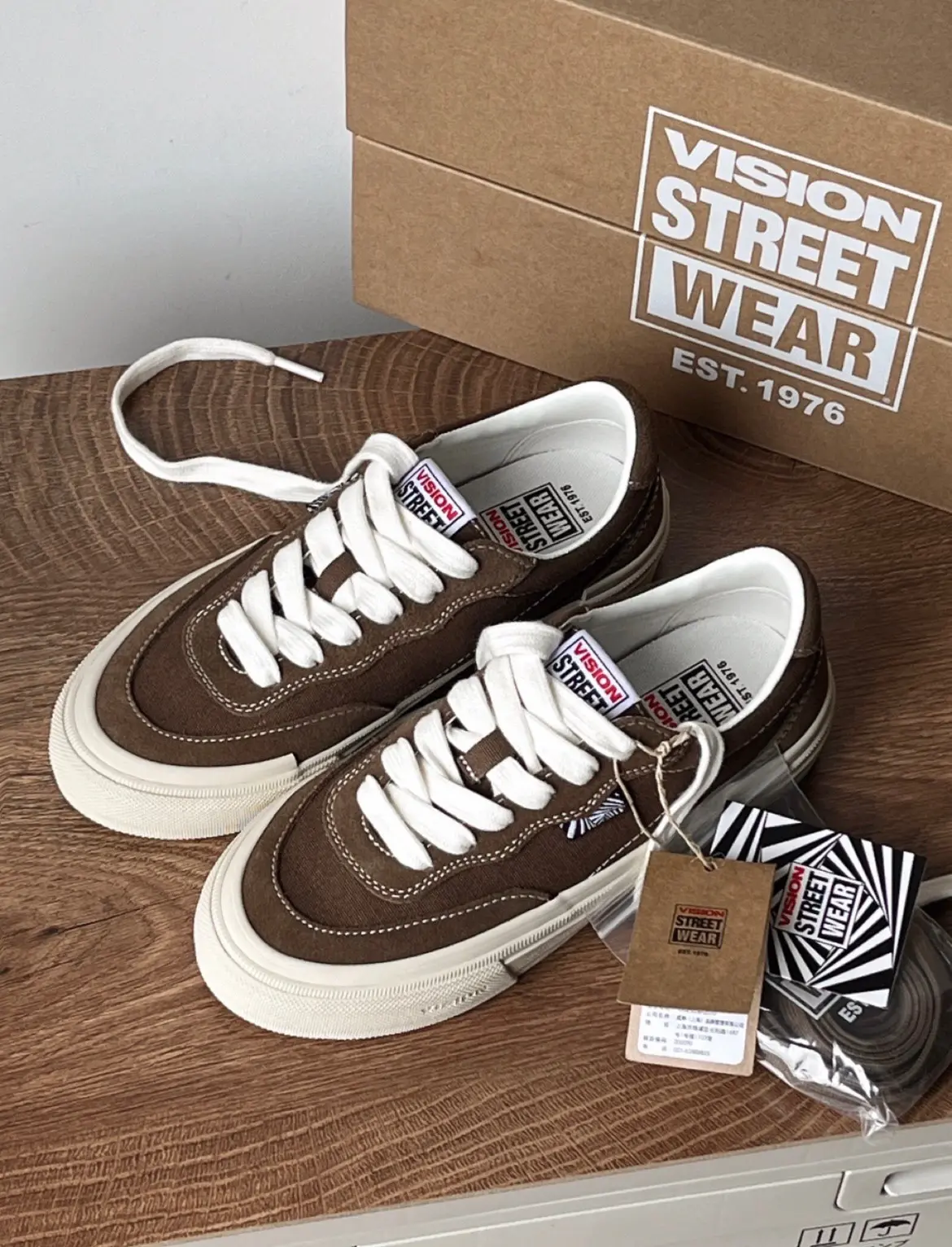 Vision Street Wear FLAT-TOP 復古街頭滑板鞋 棕/ 23