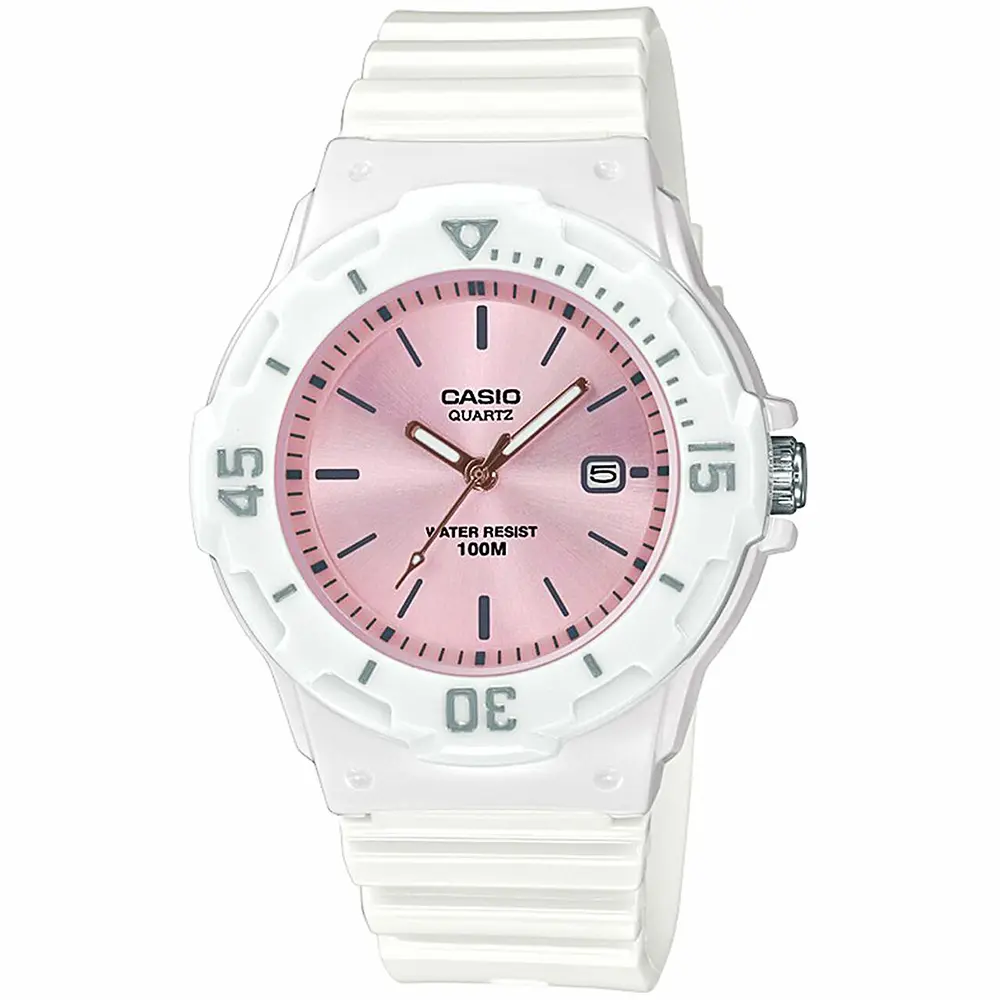 CASIO 卡西歐 迷你潛水風運動錶-粉白 考試手錶 交換禮物 LRW-200H-4E3