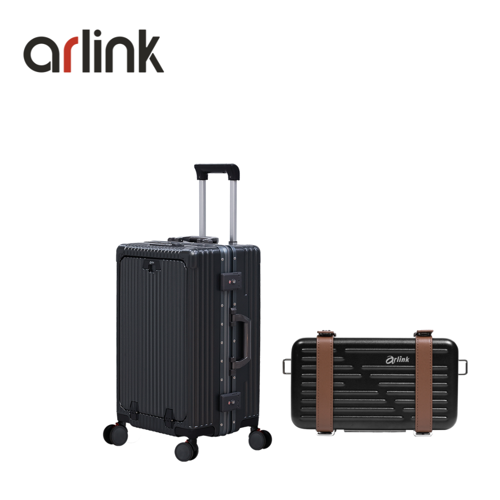 arlink Carry系列 多功能鋁框純PC行李箱 20吋煞車輪+MY WAY系列 鋁框硬殼斜背包/ 灰色組合
