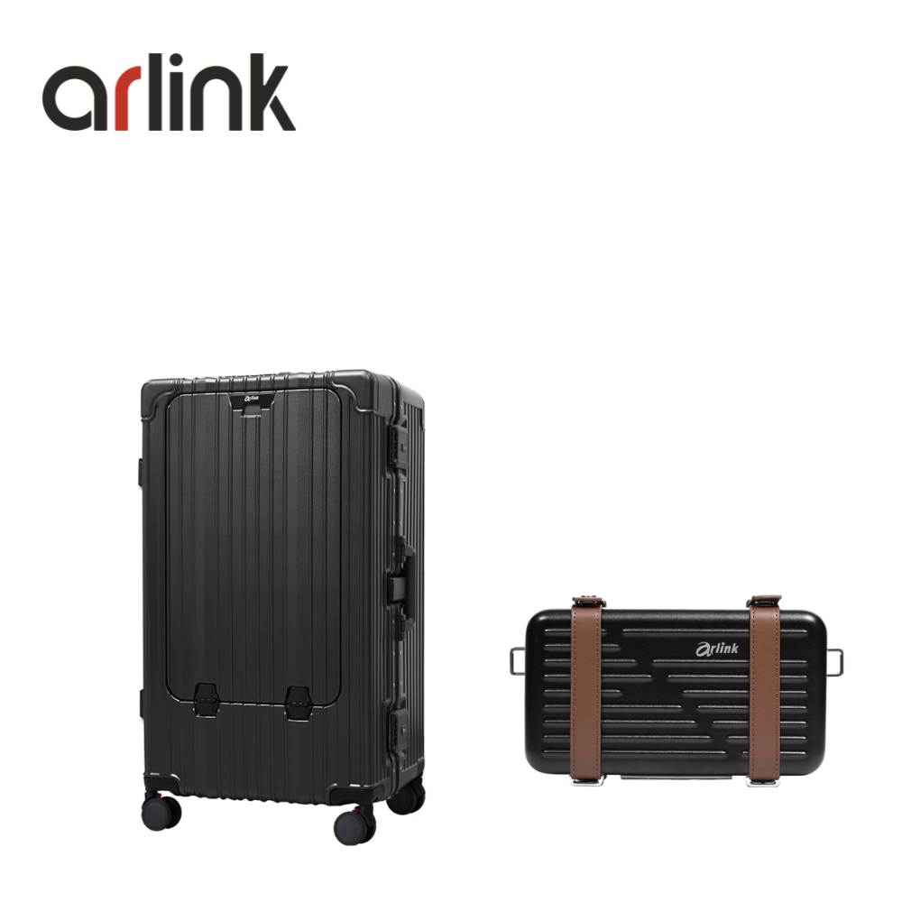 arlink Carry系列 多功能鋁框純PC行李箱 30吋煞車輪+MY WAY系列 鋁框硬殼斜背包/ 灰色組合