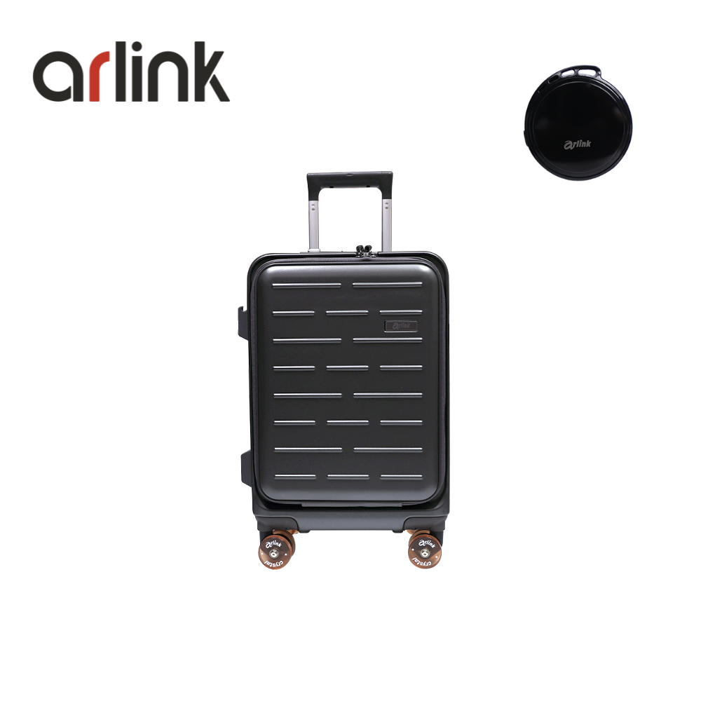arlink Flip系列 多功能1:9上掀式 20吋行李箱 水晶輪+防丟定位追蹤器/ 夜幕灰組合