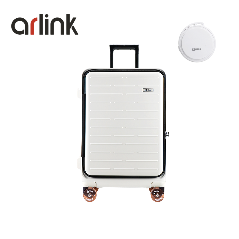 arlink Flip系列 多功能1:9上掀式 24吋行李箱 水晶輪+防丟定位追蹤器/ 星辰白組合