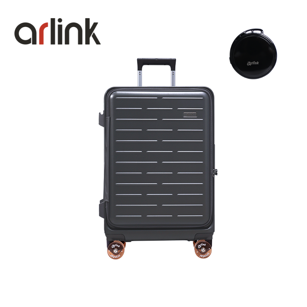 arlink Flip系列 多功能1:9上掀式 24吋行李箱 水晶輪+防丟定位追蹤器/ 夜幕灰組合
