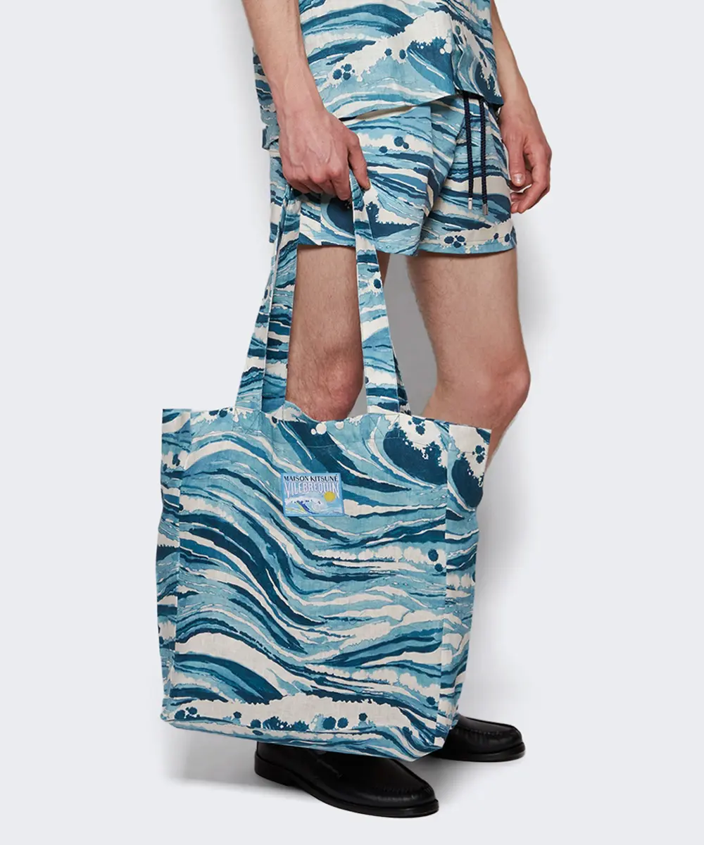 MAISON KITSUNÉ x VILEBREQUIN 海浪印花托特包-藍色