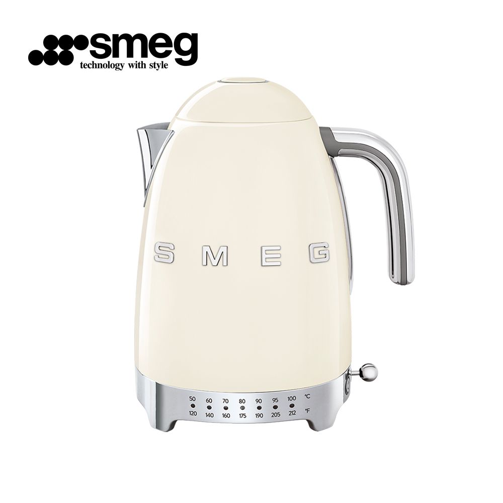 【SMEG】義大利復古美學 控溫式電熱水壺-奶油色