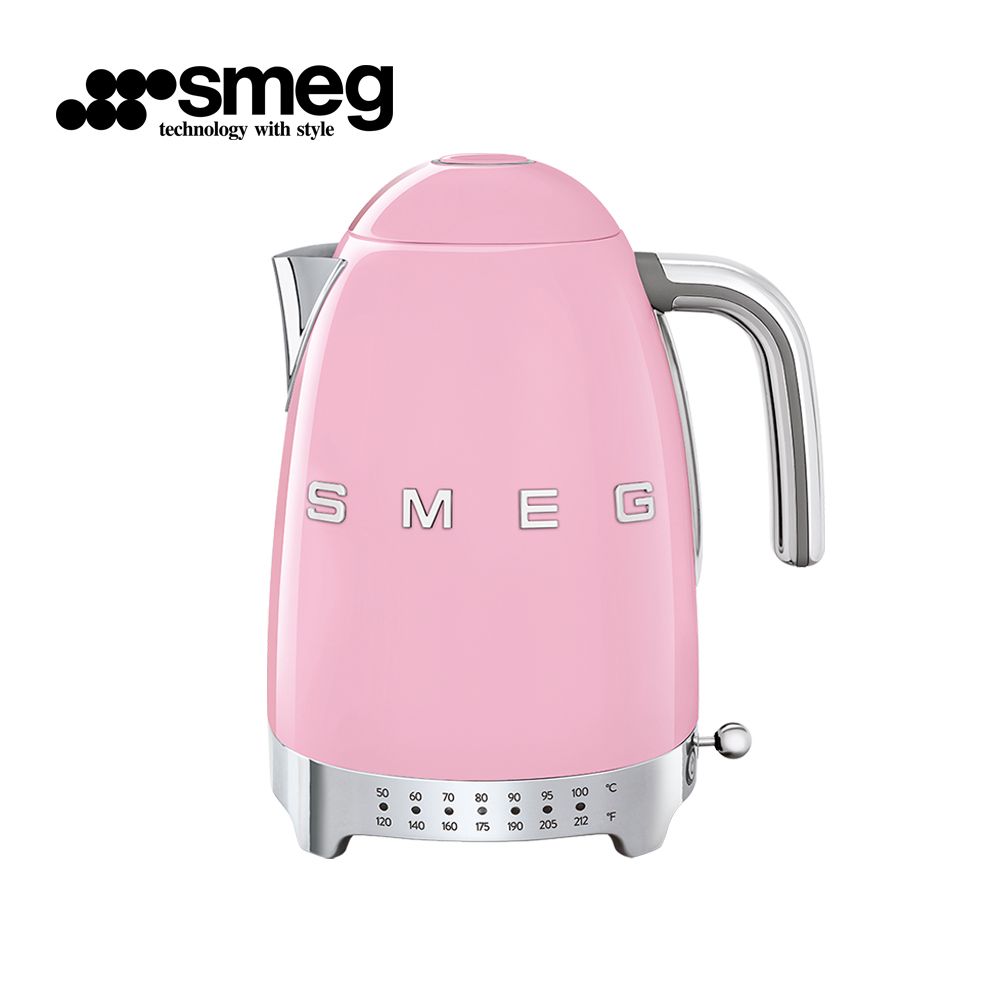 【SMEG】義大利復古美學 控溫式電熱水壺-粉紅色