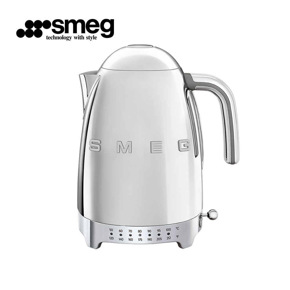 【SMEG】義大利復古美學 控溫式電熱水壺-閃亮銀