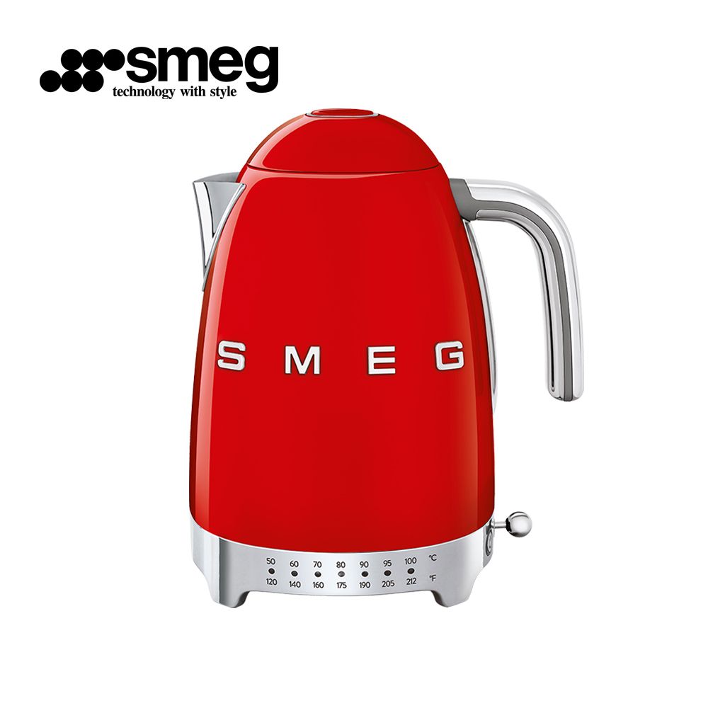 【SMEG】義大利復古美學 控溫式電熱水壺-魅惑紅