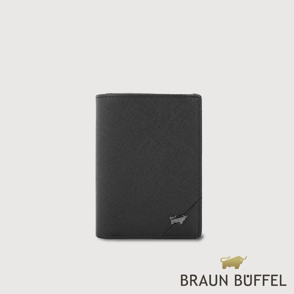 【BRAUN BUFFEL 德國小金牛】台灣總代理 加利恩-A 名片夾-黑色/BF561-143-BK
