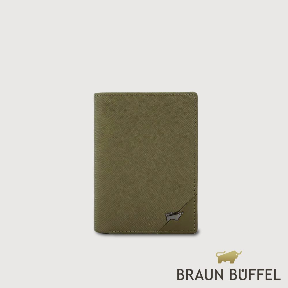 【BRAUN BUFFEL 德國小金牛】台灣總代理 加利恩-A 名片夾-橄欖綠/BF561-143-MIO
