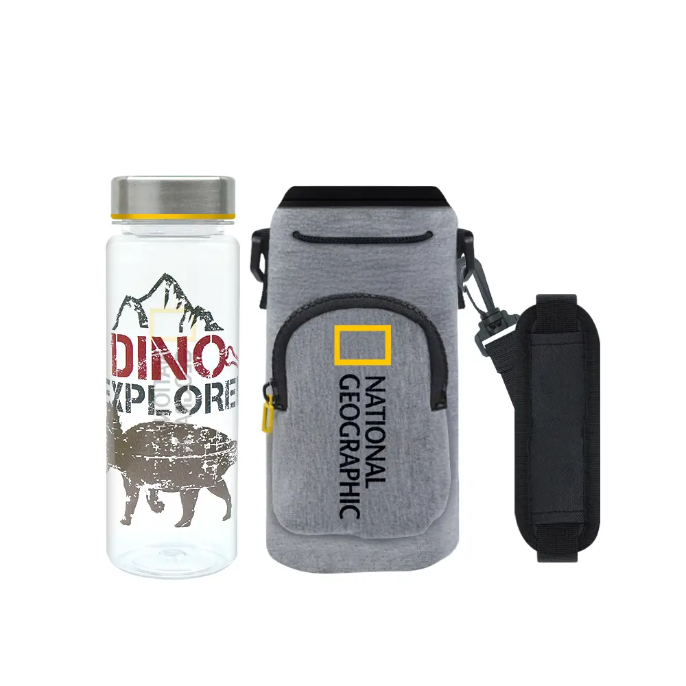 National Geographic國家地理冷水壺500ml+保溫揹袋盒裝組/ 恐龍Dino