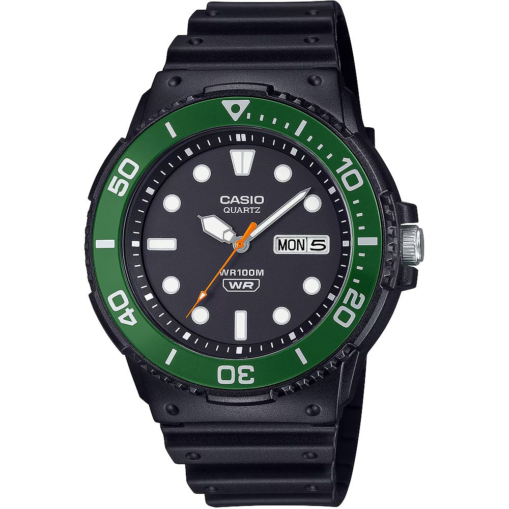 CASIO 卡西歐 學生錶 潛水運動風手錶-綠x黑 考試手錶 交換禮物 MRW-230H-1E3V