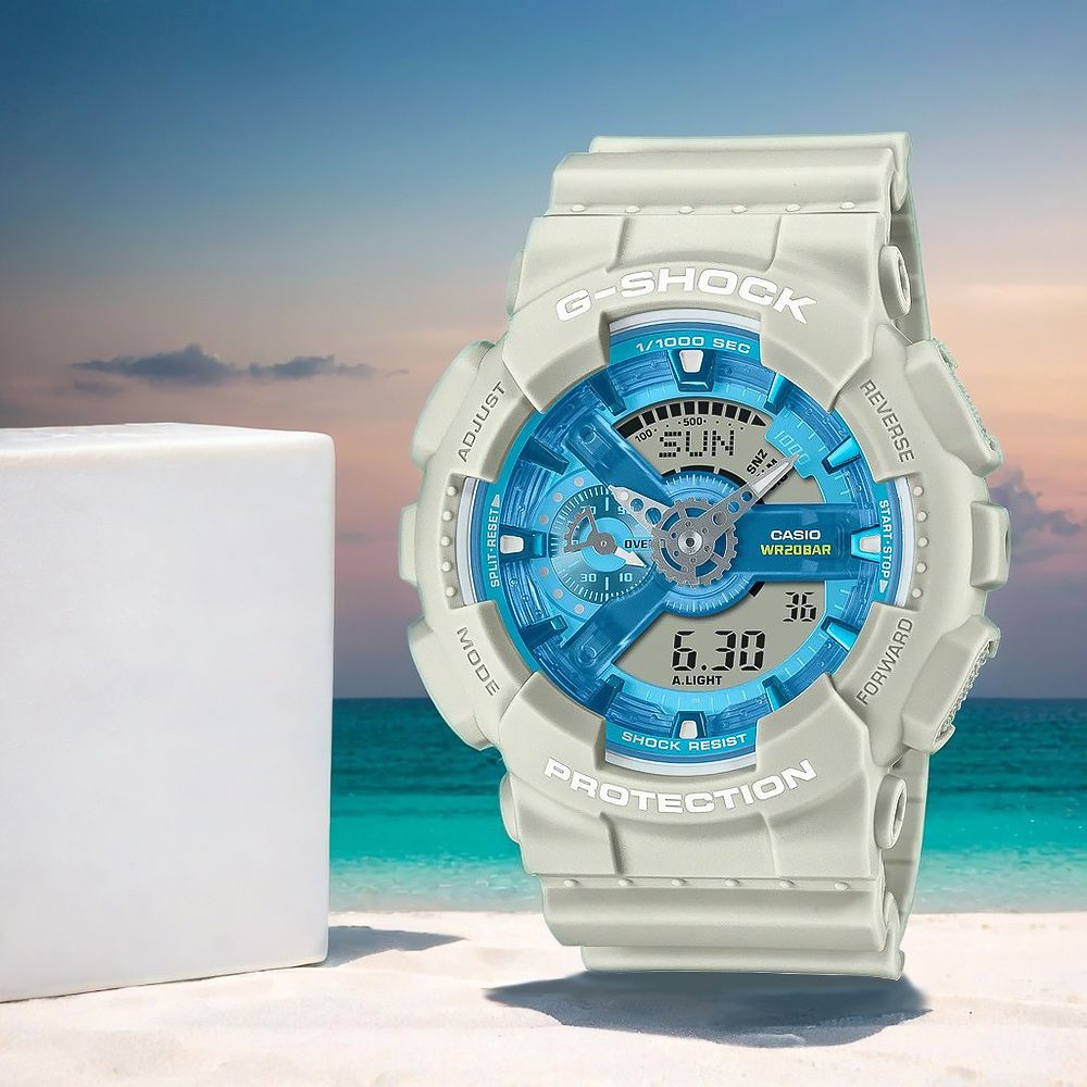CASIO 卡西歐 G-SHOCK 綠洲湖泊 雙顯運動手錶 GA-110AS-5A