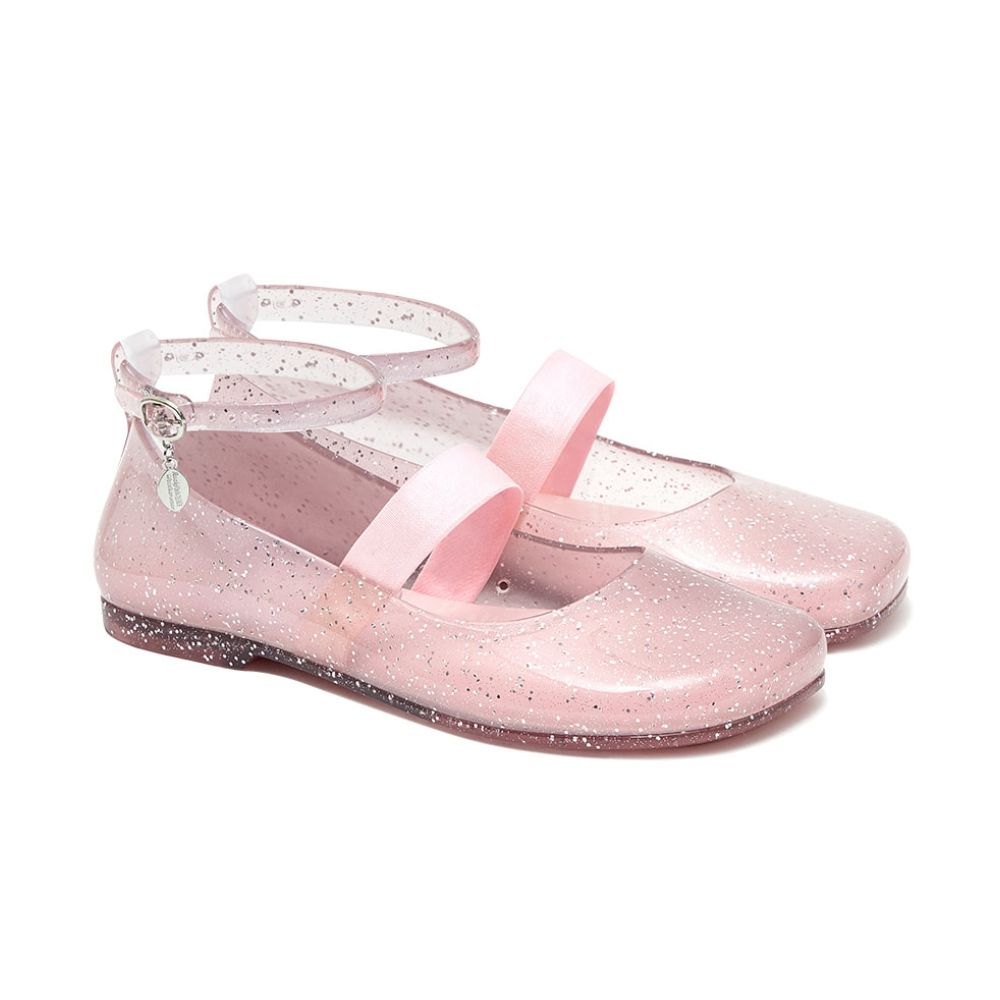 韓國 ROCKFISH GLAIR BANDING FLATS 女款 方頭吊飾果凍平底鞋 亮片粉GLITTER PINK/ 250-255mm