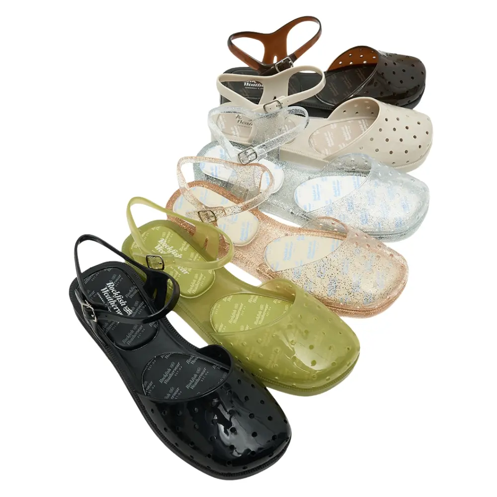 韓國 ROCKFISH GLAIR SLINGBACK SANDALS 女款 鏤空涼感果凍涼鞋 黑色BLACK/ 245-250mm