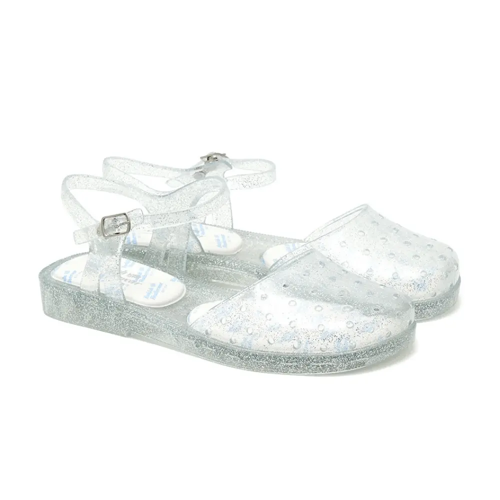 韓國 ROCKFISH GLAIR SLINGBACK SANDALS 女款 鏤空涼感果凍涼鞋 亮片銀GLITTER SILVER/ 245-250mm