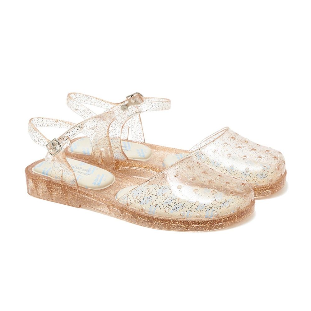 韓國 ROCKFISH GLAIR SLINGBACK SANDALS 女款 鏤空涼感果凍涼鞋 亮片金GLITTER GOLD/ 230-235mm