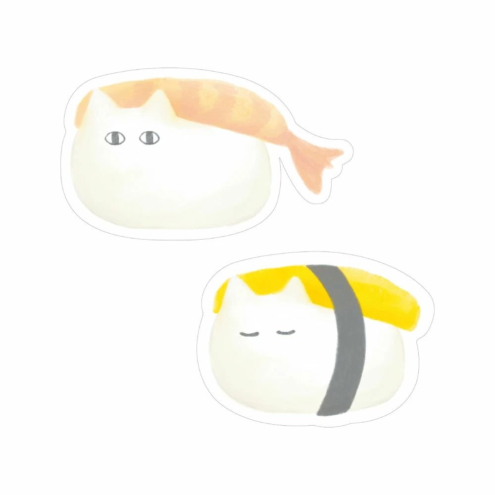 日本 MATOKA造型貼紙/ 隱隱約約軟軟的貓咪/ 壽司/ 2入