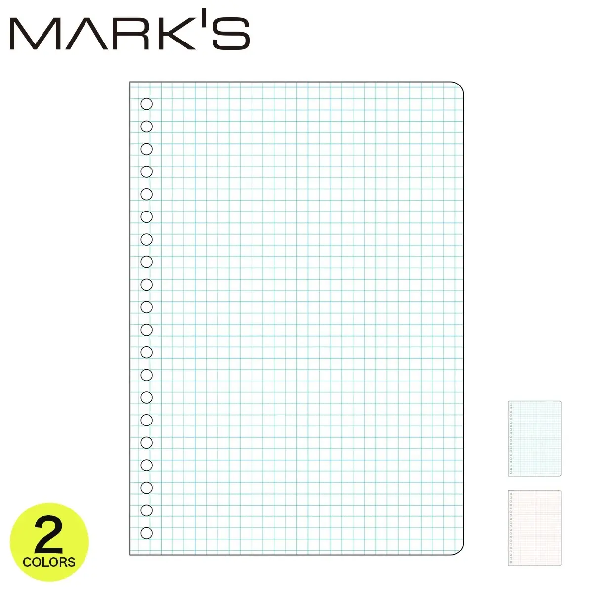 日本 MARK'S PapiKnot 活頁筆記本內頁/ 5mm方眼/ 薄荷綠
