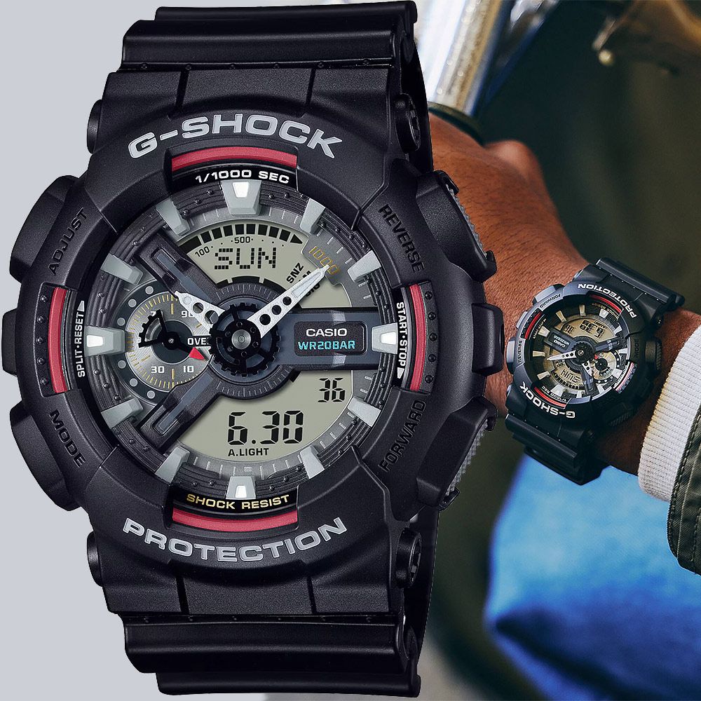 CASIO 卡西歐 G-SHOCK 經典配色雙顯手錶 GA-110RL-1A